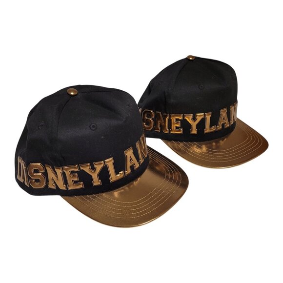 Disneyland Resort Black & Gold Snapback Caps Set Of 2 Adjustable Adult Size, NWT - Picture 2 of 5